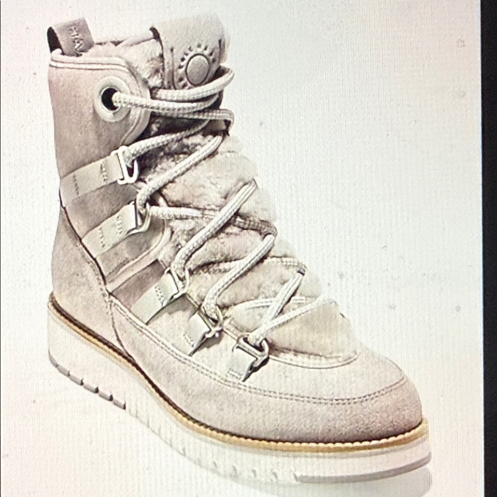 NWOT Cole Haan Leather Suede Zerogrand Lace-Up Hiking Boot in Light Gray Sz 5.5